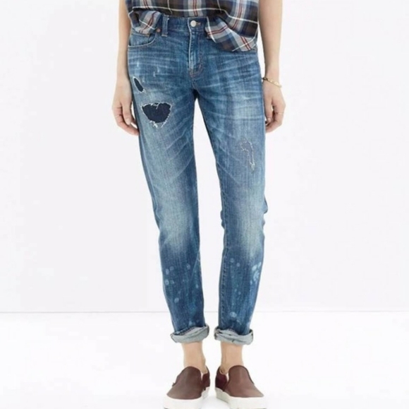 Madewell Denim - NEW RARE Madewell Slim Boyjean Rip & Repair Edition Womens Spring Distressed